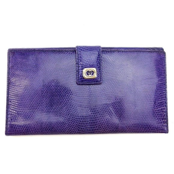 Gucci Wallet Purse Long Wallet Purple Silver Woman Authentic Used Y3699 - Picture 1 of 5